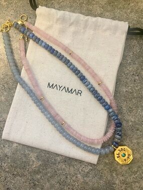 Curated Set of 2 Beaded Necklaces made from quartz, zirconia, lapis & crystal